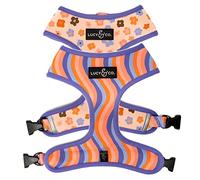 Lucy & Co. Purple with Coral Floral Wave, Cute Reversible Dog Harness Walking Halter - Best Designer Pet Harnesses for XS - XL Dogs - Padded Adjustable Vest for Easy Walking (Small)