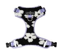 Lucy & Co. The Bolt of Lightning No-Pull Dog Harness for Dogs - Comfortable Leash Training Product w/Adjustable Chest & Neck Straps - Black Purple Floral Teddy - X-Small