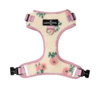 Lucy & Co. The Bolt of Lightning No-Pull Dog Harness for Dogs - Comfortable Leash Training Product w/Adjustable Chest & Neck Straps - Cream Pink Floral Teddy - X-Large