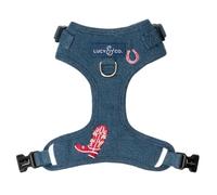 Lucy & Co. The Bolt of Lightning No-Pull Dog Harness for Dogs - Vest to Stop Pulling & Walk Easy - Comfortable Leash Training Product w/Adjustable Chest & Neck Straps - Blue Demin Cowgirl - Large