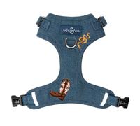 Lucy & Co. The Giddy Up No-Pull Dog Harness for Dogs - Vest to Stop Pulling & Walk Easy - Comfortable Leash Training Product w/Adjustable Chest & Neck Straps - Blue Demin Cowboy - X-Large