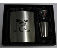 Lucy G GOLF 7oZ Hip Flask with 4 cups HF201 can be Personalised Engraved Free in silk lined gift box