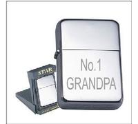 Lucy G No1 GRANDPA PERSONALISED ENGRAVED STAR CHROME PETROL LIGHTER 133 ENGRAVED FREE OF CHARGE