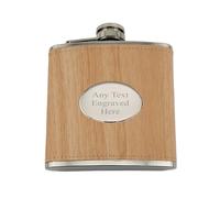 Lucy G Personalised Engraved Light Wood Effect 6oz Hip Flask