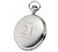 Lucy G PERSONALISED SILVER 21ST BIRTHDAY POCKET WATCH WITH CHAIN PW192