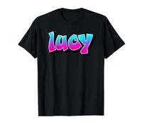 Lucy Graffiti Personalized Name Blue Pink Women Girls Value Graphic T-Shirt
