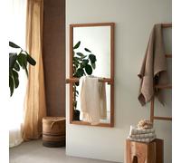 Lucy - Mirror in solid teak with towel rail Natural