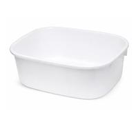 Lucy Oblong Washing Up Bowl 13 Inch White Unbreakable Plastic Kitchen Sink Basin Multi Purpose Dishwashing Mixing Food Preparation Lightweight Rectangular Organizer