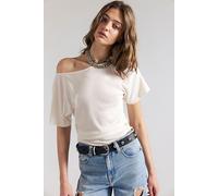 Lucy Off-The-Shoulder Tee at Free People in Sugar Swizzle, Size: XL - female