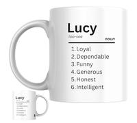 Lucy Personalised Ceramic Mug | Personalised Dictionary Name Definition Coffee Mug, Novelty Gift for a Wife, Girlfriend, Friend or Colleague Named Lucy