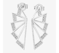 Lucy Quartermaine Silver Art Deco White Topaz Angel Wing Stud Earrings ADS5