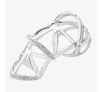 Lucy Quartermaine Silver Art Deco White Topaz Armour Ring ADR4 N