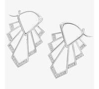 Lucy Quartermaine Silver Art Deco White Topaz Chrysler Dropper Earrings ADER5