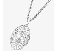 Lucy Quartermaine Silver Art Deco White Topaz Oval Pendant Necklace ADP7