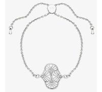 Lucy Quartermaine Silver Art Deco White Topaz Oval Toggle Bracelet ADB4