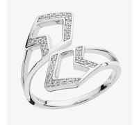 Lucy Quartermaine Silver Art Deco White Topaz Tie Ring ADR5S K