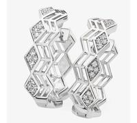 Lucy Quartermaine Silver Art Deco White Topaz Triangle Hoop Earrings ADER7