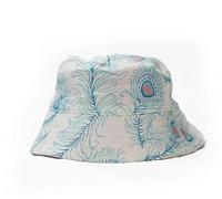 Lucy & Sam Organic Cotton Baby Sun Hat | Reversible Unisex Summer Hat with Brim | Peacock Print | Newborn & Toddler | GOTS Certified Organic Cotton