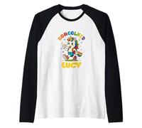 Lucy schoolkid Rainbow Unicorn Design Personalized Raglan Baseball Tee
