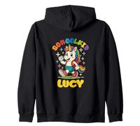Lucy schoolkid Rainbow Unicorn Design personalized Zip Hoodie