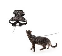 LucyBalu® Explorer Cat Harness with Lead, Escape Proof Cat Harness with AirTag Compartment, Cat Chest Harness with Cat Lead, Safety Harness with Lead for Cats, Leo M/L