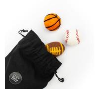 LucyBalu® Felt Balls for Cats, Cat Toy, Ball Sports, Sports Cat Balls Made of Felt, Natural Cat Toys Made of 100% Wool, Sports Play Balls for Cats, Pack of 3, American Sports