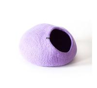 LucyBalu® Premium Felt Cat Cave | Natural Cat Bed Made of 100% Fluffy Wool | Felt Cave for Cats Handmade in Nepal | Cuddly Cave for Cats | 45 x 45 x 28 cm | Purple