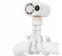 LUCYLANKER Portable Cooling Fan with Flexible Tripod, Stroller Fan with Active Semiconductor Cooling, High Speed Octopus Fan for Baby Car Seat, USB-C Desk Fan for Office, Camping, Travel （White）