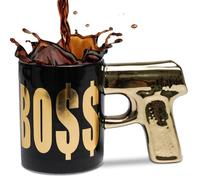 LUCYLANKER Stylish and Funny Ceramic Coffee Mug with Gun Handle, Novelty Mug, Personalized Revolver Coffee Mug, 3D Gun Handle Cool Design,Military Gifts for Men, 330ML (01)
