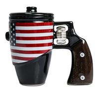 LUCYLANKER Stylish and Funny Ceramic Coffee Mug with Gun Handle, Novelty Mug, Personalized Revolver Coffee Mug, 3D Gun Handle Cool Design,Military Gifts for Men, 450ML (07)