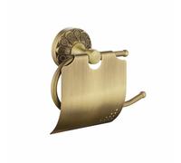 Lucyound Antique Brass Toilet Paper Holder with Cover, Wall Mounted Toilet Paper Roll Holder, Vintage Gold Decorative Bathroom Accessories, Petal-Relief Series