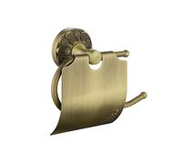 Lucyound Antique Brass Toilet Roll Holder with Lid, Bathroom and Toilet Paper Holder Wall Mounted, Vintage Gold Decorative Bathroom Accessories, Petal-Relief Series
