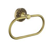 Lucyound Antique Brass Towel Ring Oval, Wall Mounted Small Towel Holder for Hand Towel and Tea Towel, Vintage Gold Decorative Bathroom Accessories, Petal-Relief Series