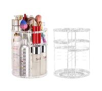 LucyStudio Clear Makeup Organizer 360° Rotating Adjustable Cosmetic Display Stand Large Capacity Makeup Storage Bathroom Shelves Countertop Cosmetic Storage Organizer