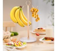 LUDENGJI Modern Banana Holder Golden Marble Fruit Stand - countertop Balancing Banana Hanger for Kitchen Elegant Storage Rack for Bananas Grapes Modern Home Decor