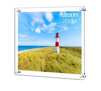 Ludery 20x24 Clear Acrylic Wall Mount Floating Picture Frame for Wall, Frameless Photo Frame Panel For Degree Certificat, artwork and family portraits(Full Frame is 22.6x 26.6inch)-1Pack