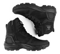 LUDEY Durable YKK Side Zipper Military Tactical Boots for Men Lightweight Anti-Slip Comfortable Security Police Army Combat Boots Black 6.5UK