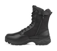 LUDEY Men’s Lightweight Military Tactical Boots Breathable Leather Durable YKK Side Zipper Combat Police Army Patrol Security Boots Black 5.5UK
