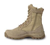 LUDEY Men’s Lightweight Military Tactical Boots Breathable Leather Durable YKK Side Zipper Combat Police Army Patrol Security Boots Beige 6.5UK