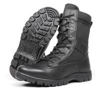 LUDEY Men’s Military Tactical Boots Non-Slip Comfortable Duty Combat Hiking Security Army Police Boots for Work & Casual Black 6.5UK
