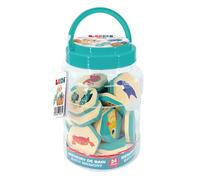 LUDI - Bath Memory 2 in 1 Animal Couple Puzzle Kit 18 Months + 24 Pieces Waterproof Foam + Storage Container - Sea Theme