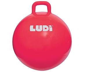 LUDI XXL Red Hopper Ball Adapted Handle - Large Inflatable Jumping Ball - Thick and Elastic Plastic - Indoor and Outdoor Toy - To become a bouncing ace | From 5 Years Old