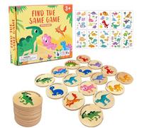 Ludihive Dinosaurs Matching Pairs Memory Game, 24 Pcs Pairs Memory Game, Toddler Wooden Board Games, Montessori Toys for 3+ Year Olds with 10 Pcs dinosaur stickers