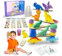 Ludihive Montessori Dinosaur Toys for 3+ Year Old Toddlers, Montessori Toys for 3-6 Year Old Girl Boy Gifts, Wooden Dinosaur Blocks Sorting & Stacking & Balance Toys with 4 dinosaur stickers(A)