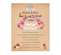 LUDKCCIR First Day of School Bracelet Gifts for Mom and Daughter Mommy and Me Mama Mini Kindergarten Prek Back to School Bracelets, Adjustable-Pre-K, Nylon, no gemstone