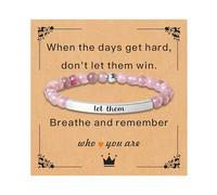 LUDKCCIR Inspirational Healing Crystal Bracelet for Women Men, Dont Let the Hard Days Win God Is In Control Let Them Bracelet Beaded Adjustable Motivational Gift for Relief & Positivity, 7 Inches