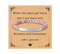 LUDKCCIR Inspirational Healing Crystal Bracelet for Women Men, Dont Let the Hard Days Win God Is In Control Let Them Bracelet Beaded Adjustable Motivational Gift for Relief & Positivity, 7 Inches
