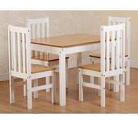 Seconique Ludlow 1+4 Dining Set - White/Oak Effect, White