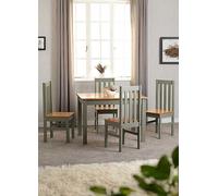 Ludlow White Wooden Table & 4 Chairs Dining Set Green
