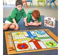 SOKA Ludo Giant Board Game Set Classic Entertainment Fun Game Playmat Rug Carpet Travel Board Games Activities for Kids Children Boys Girls and Family Suitable for Indoor or Outdoor Play